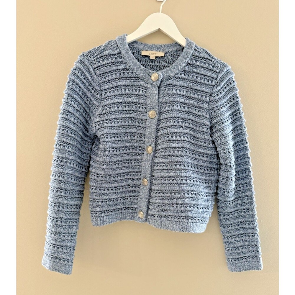 Loft Light Blue Cardigan with Button Front - Medium